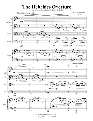 Book cover for Mendelssohn: the Hebrides Overture for Piano Quintet