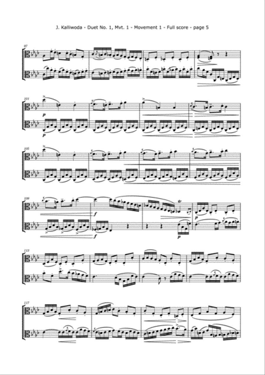 Kalliwoda, J. - Duet No. 1 Mvt. 1, (Op. 70) for Two Violas String Duet scores gallery preview page 5