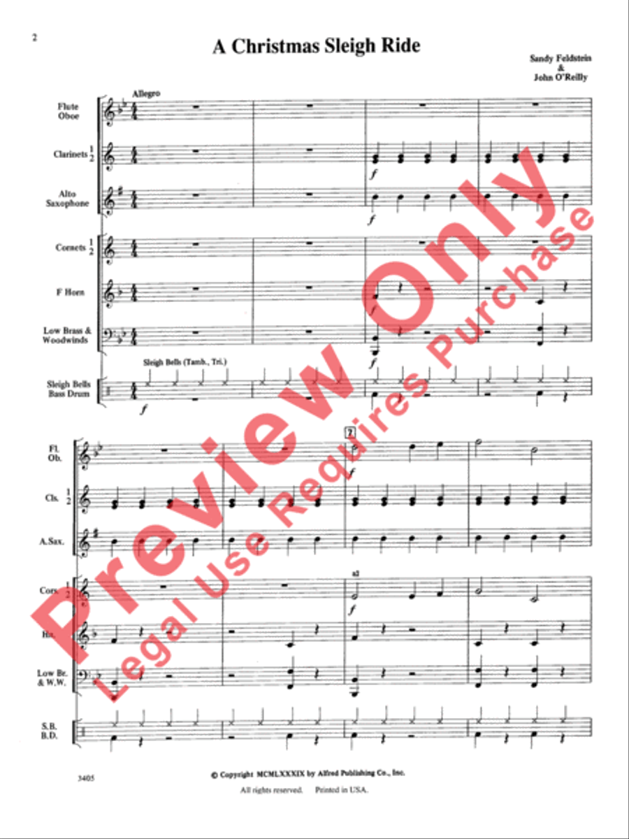 A Christmas Sleigh Ride Concert Band scores gallery preview page 3