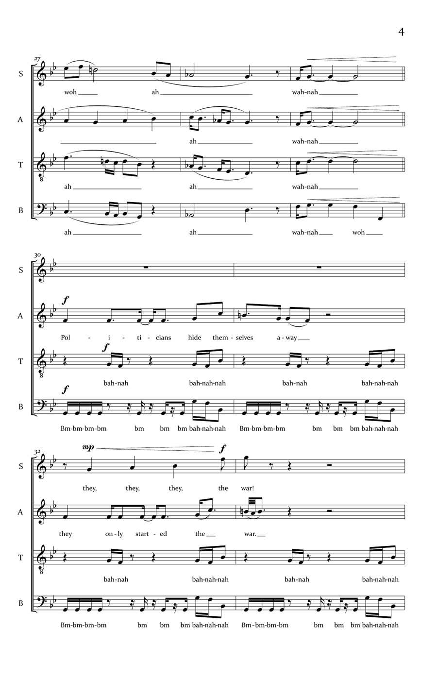 War Pigs (interpolating Luke's Wall) 4-Part scores gallery preview page 5