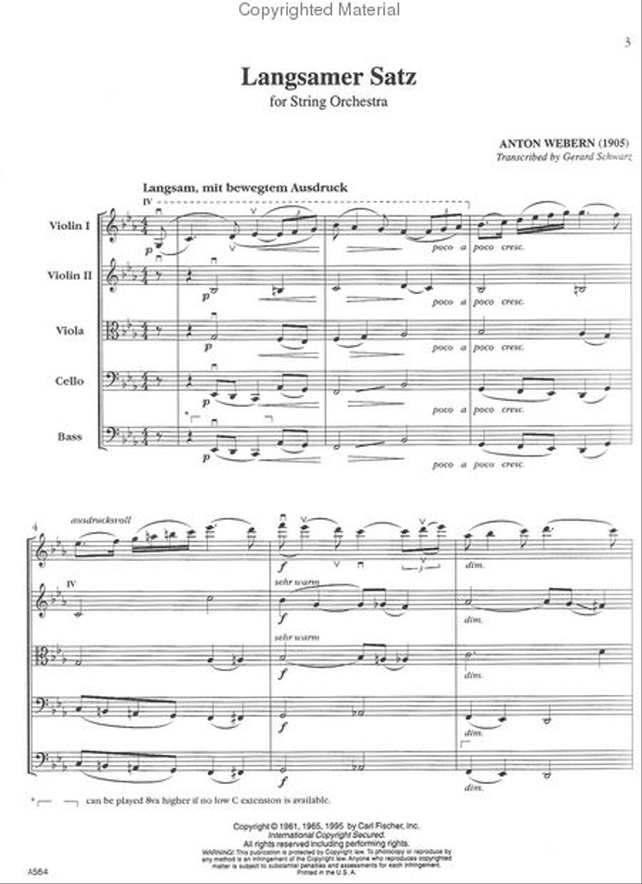 Langsamer Satz Langsamer Satz Orchestra scores gallery preview page 2