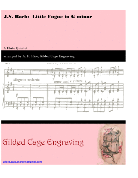 J.S. Bach's Little Fugue, Fugue in G Minor - for flute choir (quintet) image number null