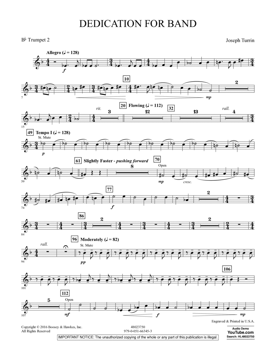 Dedication for Band - Bb Trumpet 2