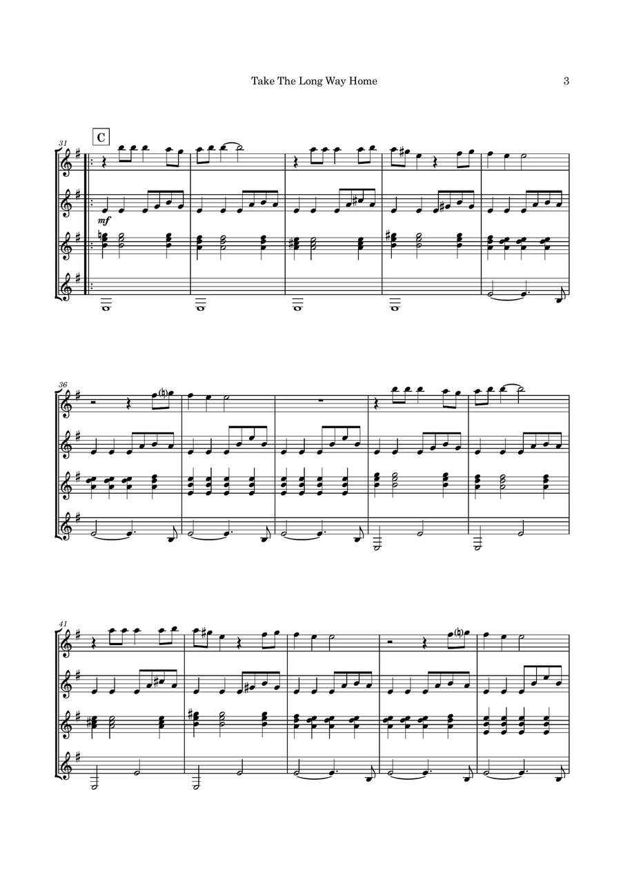 Take The Long Way Home Guitar Ensemble scores gallery preview page 6