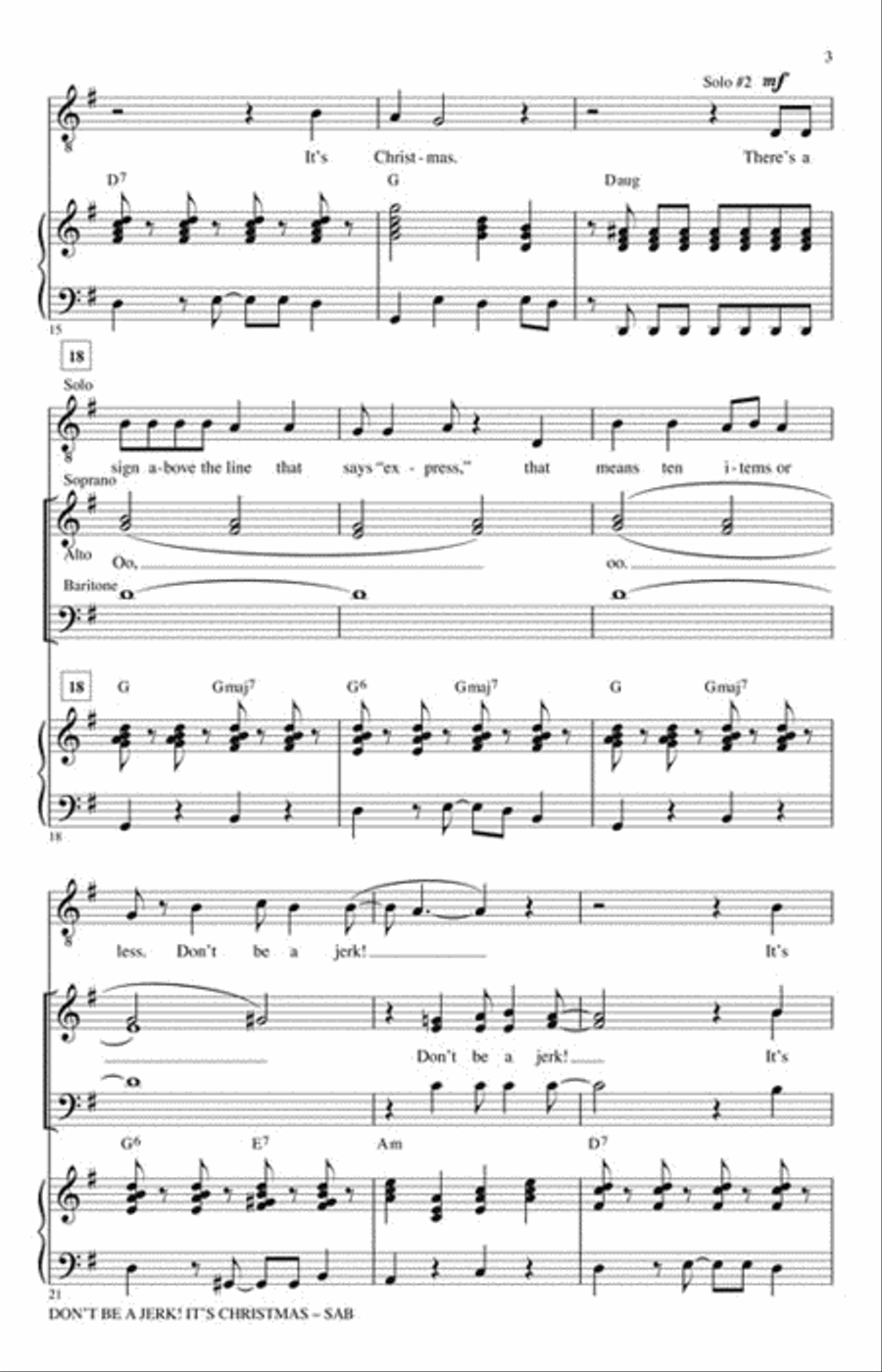 Don't Be a Jerk (It's Christmas) 4-Part scores gallery preview page 3