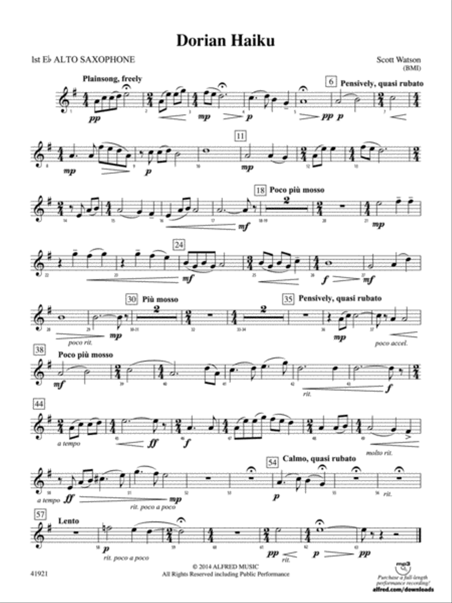 Dorian Haiku: E-flat Alto Saxophone Concert Band scores gallery preview page 1
