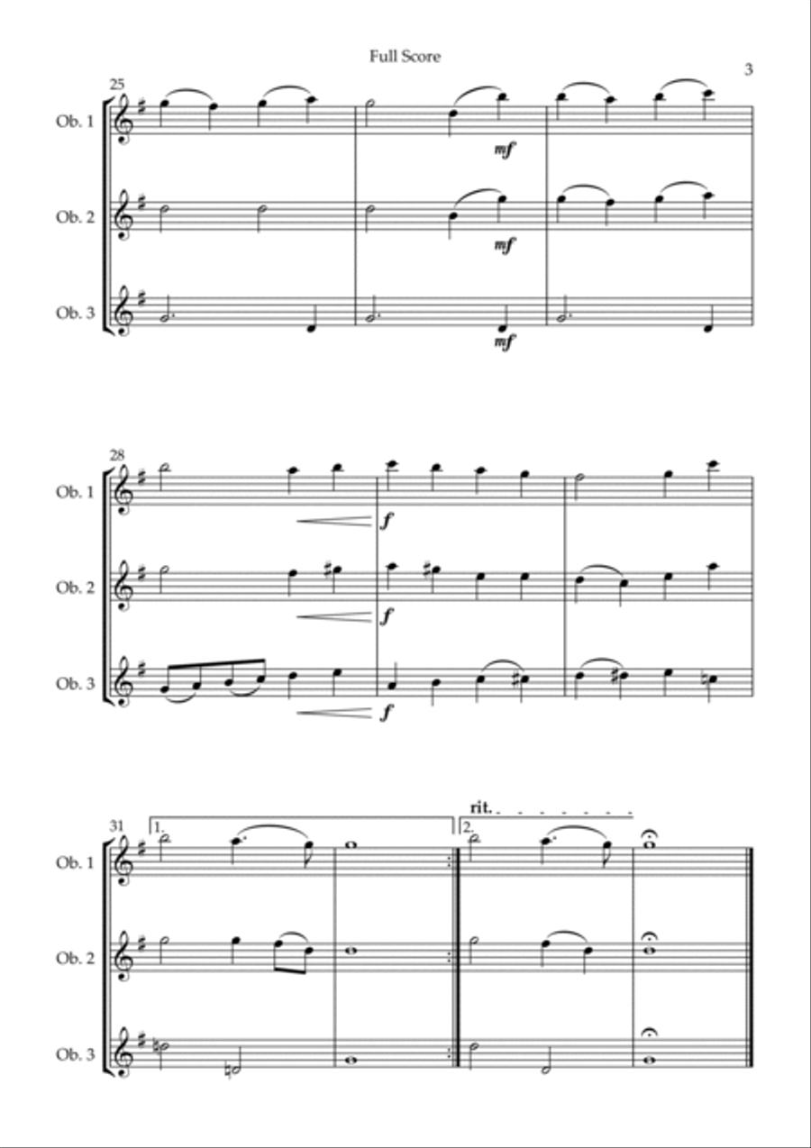 Adeste Fideles (Christmas Song) for Oboe Trio Woodwind Trio scores gallery preview page 3