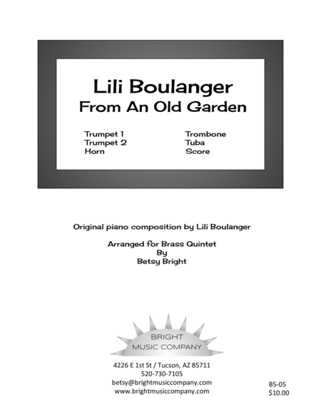 Lili Boulanger: From an Old Garden (for brass quintet) image number null