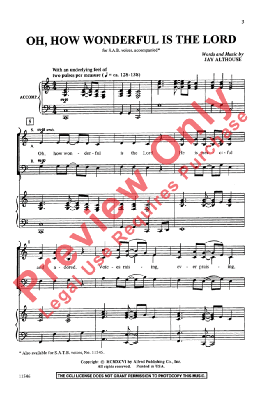 Oh, How Wonderful Is the Lord 3-Part scores gallery preview page 3