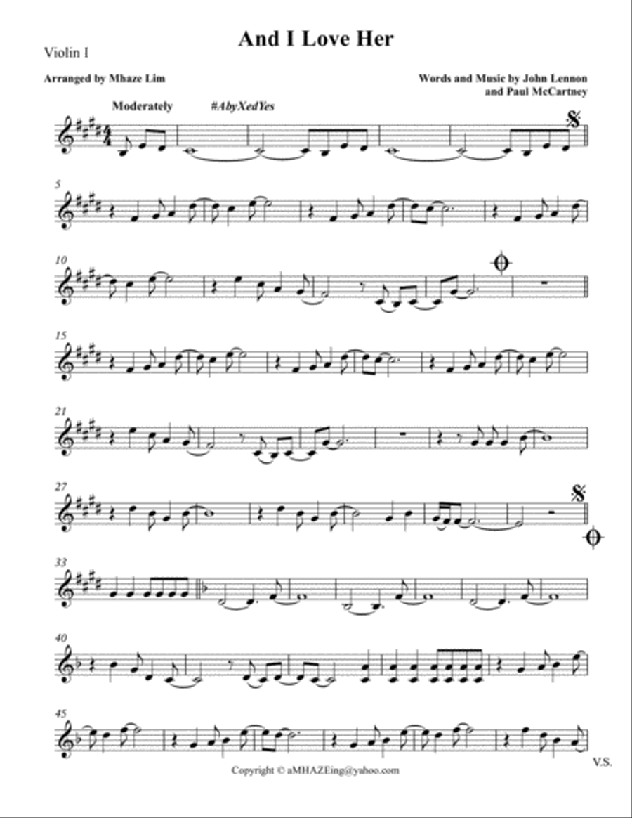 And I Love Her And I Love Her String Quartet scores gallery preview page 6