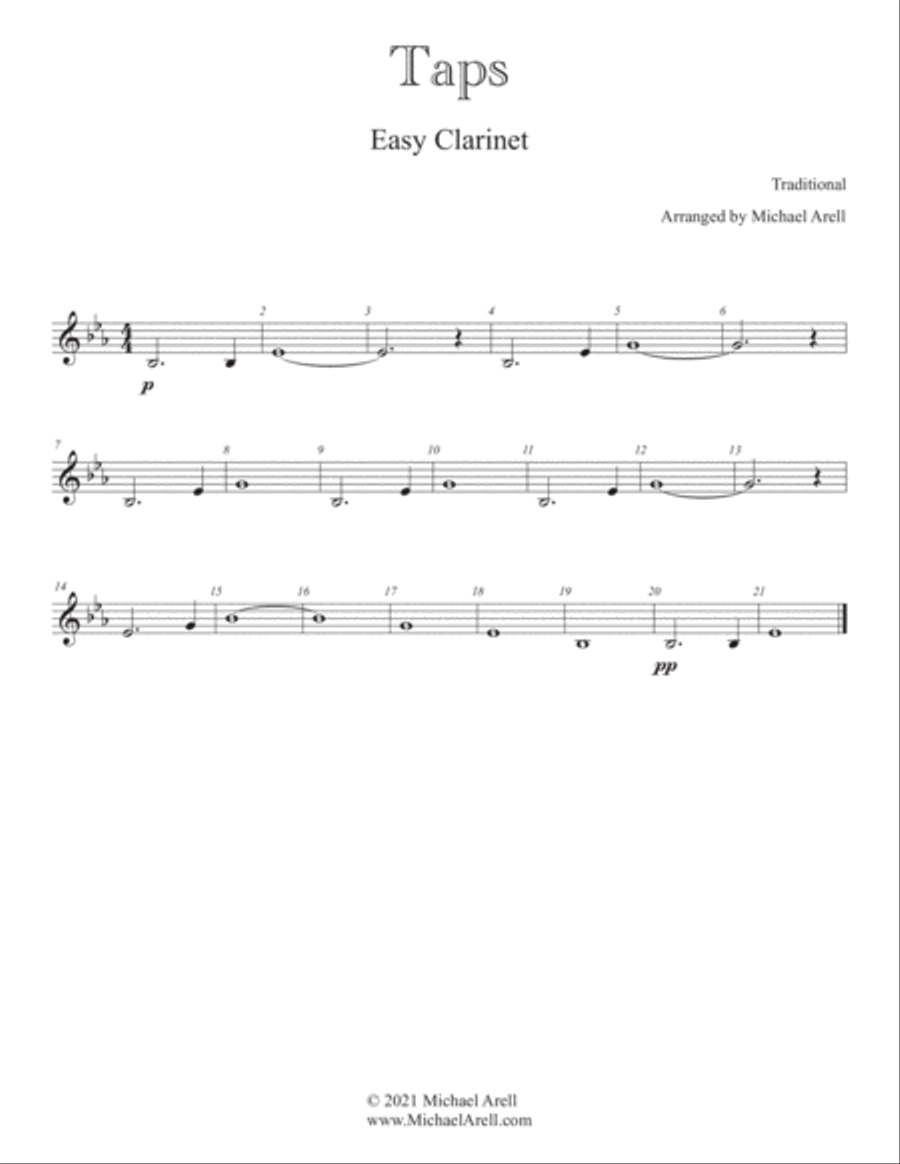 Taps- Easy Clarinet Clarinet Solo scores gallery preview page 2