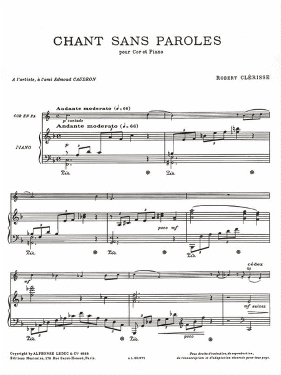 Chant Sans Paroles (horn & Piano) Horn scores gallery preview page 2
