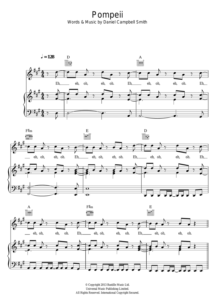 Pompeii Acoustic Guitar scores gallery preview page 1