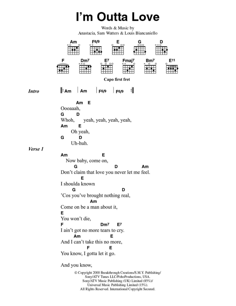 I'm Outta Love Acoustic Guitar scores gallery preview page 1