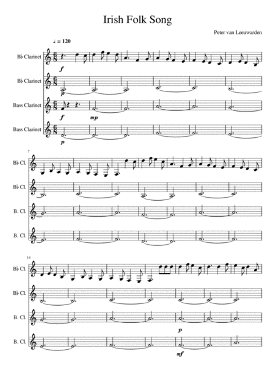 Irish Folk Song Irish Folk Song Woodwind Quartet scores gallery preview page 1