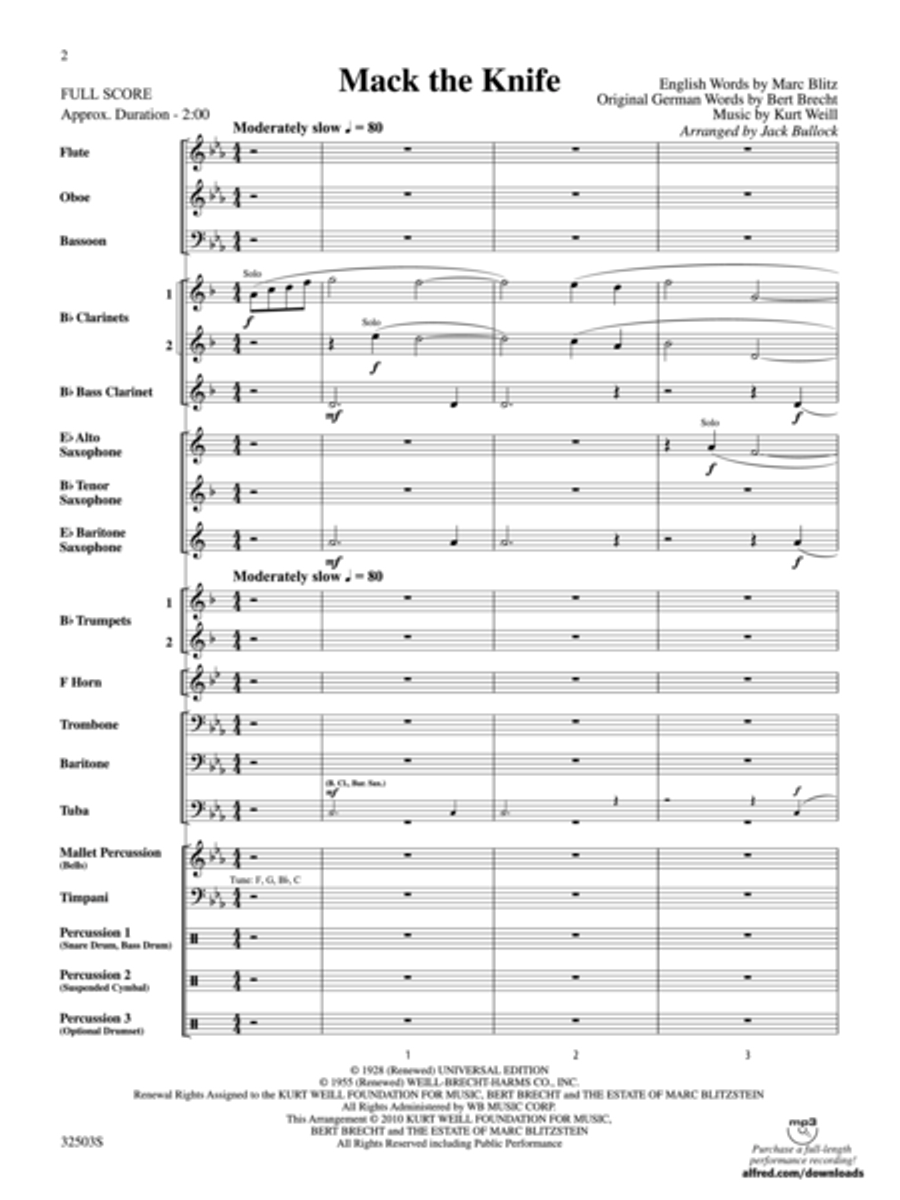 Mack the Knife Mack the Knife Concert Band scores gallery preview page 2