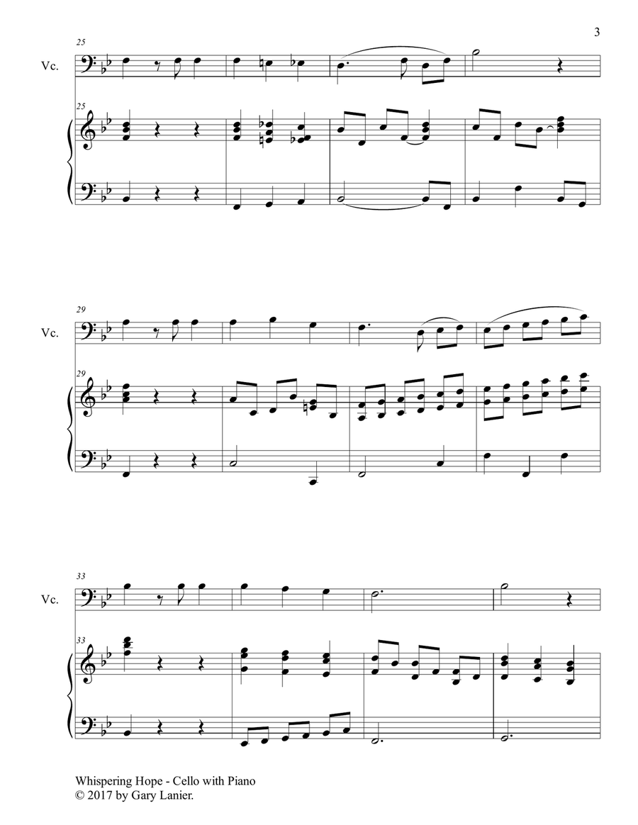3 HYMNS OF HOPE (for Cello and Piano with Score/Parts) Piano scores gallery preview page 4