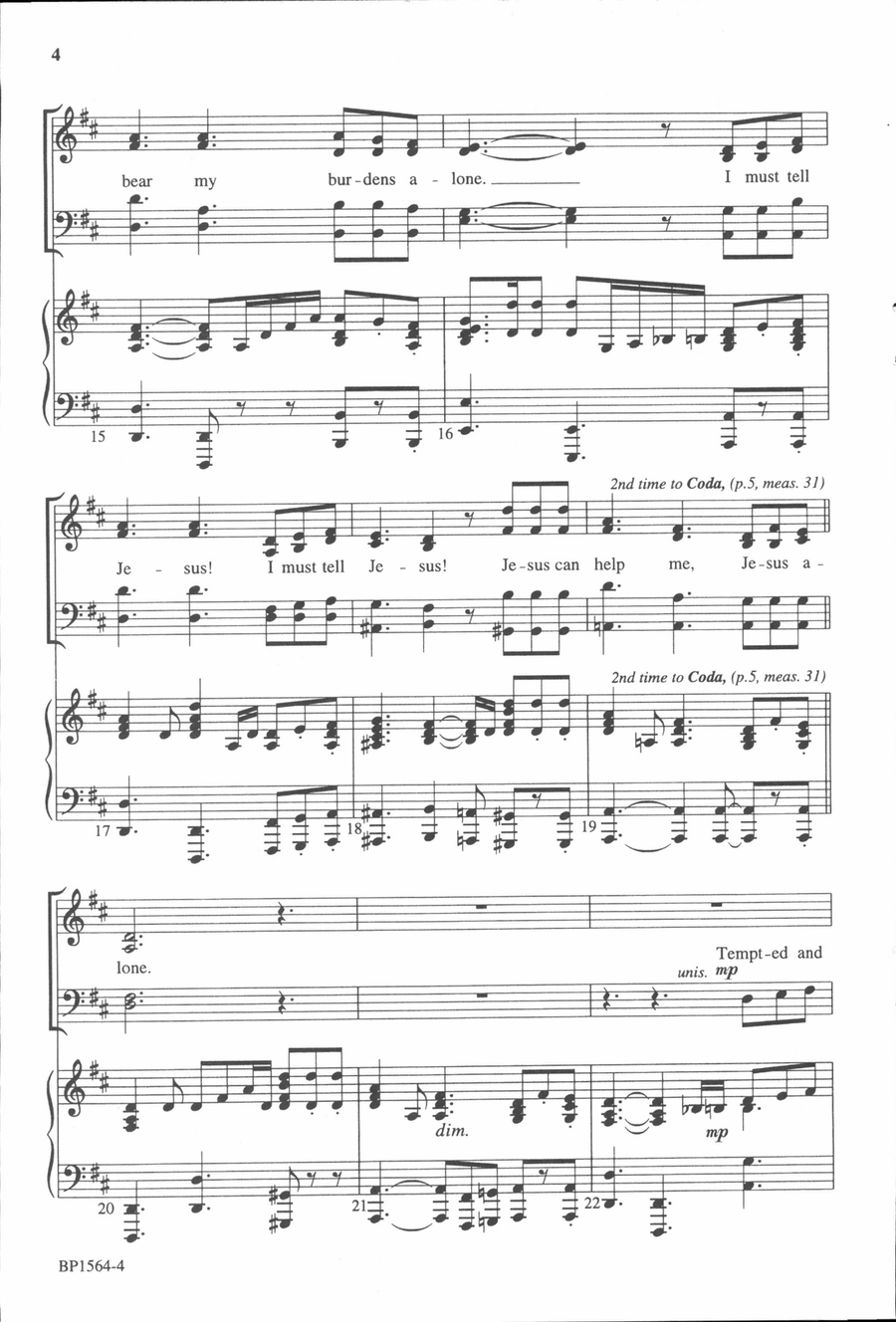 I Must Tell Jesus - SATB 4-Part scores gallery preview page 4