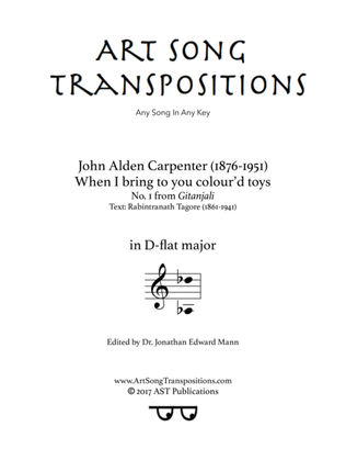 Book cover for CARPENTER: When I bring to you colour'd toys (transposed to D-flat major)