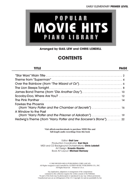 Movie Hits - Early Elementary (Primer Level)