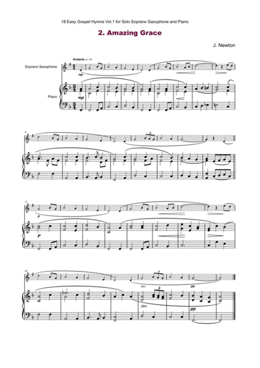 18 Gospel Hymns Vol.1 for Solo Soprano Saxophone and Piano