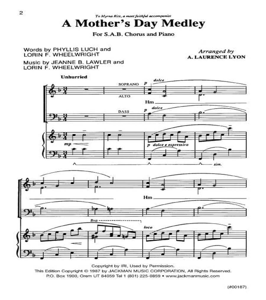 Mother's Day Medley Mother's Day Medley SSAA scores gallery preview page 2