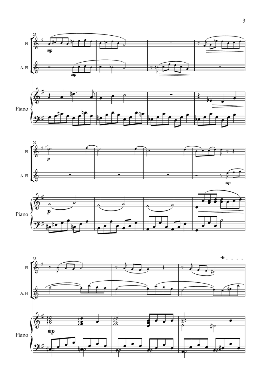 Serenity. Original for Flute, Alto Flute and Piano. Flute Duet scores gallery preview page 4