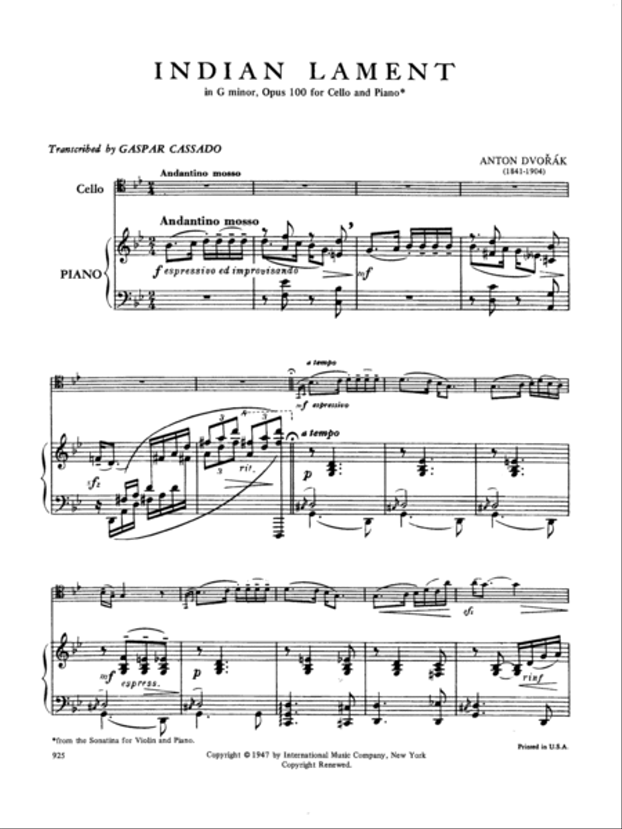 Indian Lament In G Minor Piano Accompaniment scores gallery preview page 2