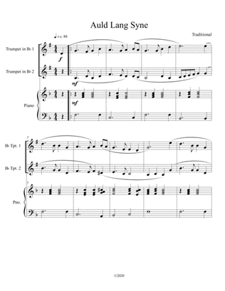 Auld Lang Syne (trumpet duet) with optional piano accompaniment