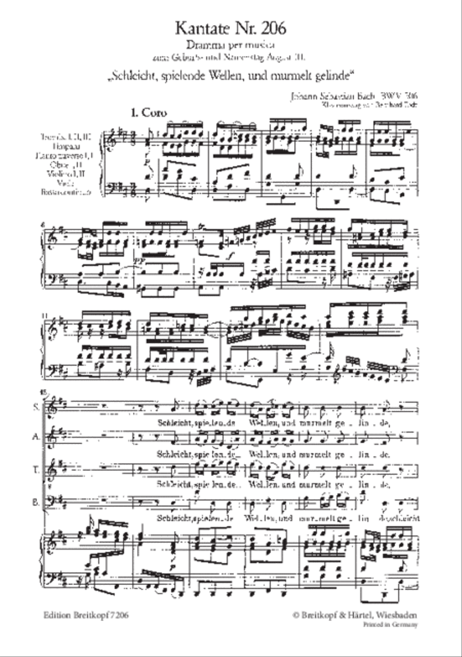 Cantata BWV 206 “Schleicht, spielende Wellen” 4-Part scores gallery preview page 2