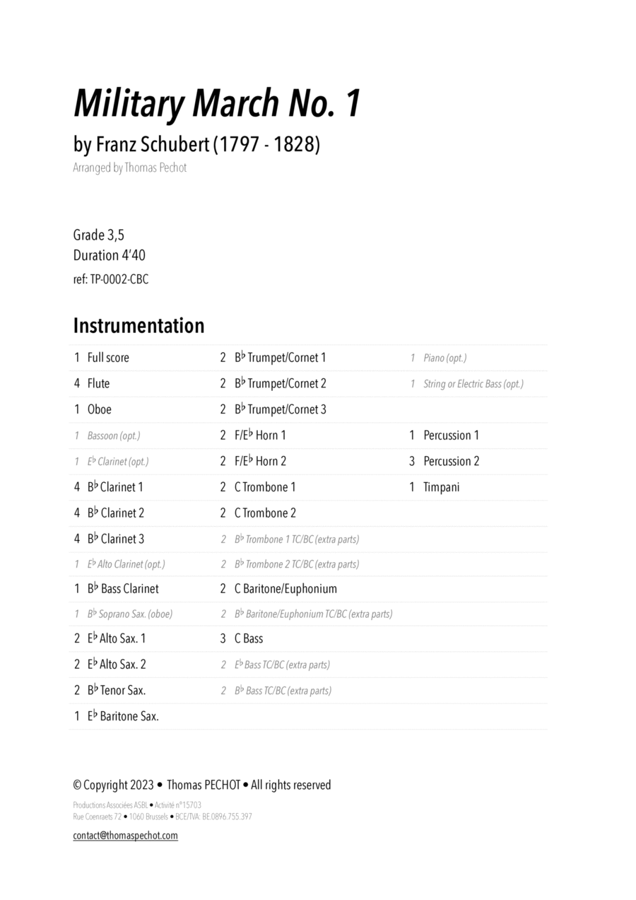 Military March No. 1 Concert Band scores gallery preview page 1