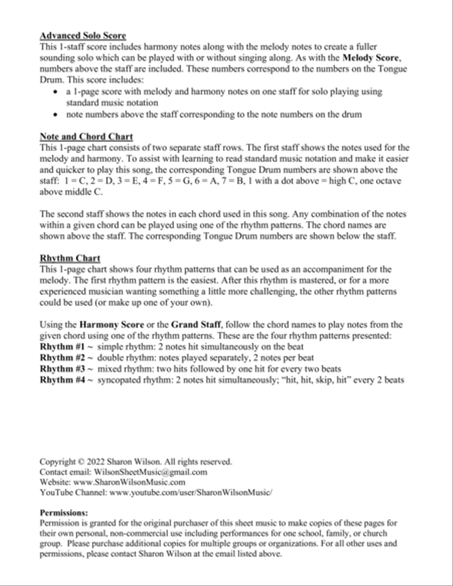 Jesus Loves Me (for 8-note C major diatonic scale Tongue Drum) Percussion scores gallery preview page 3