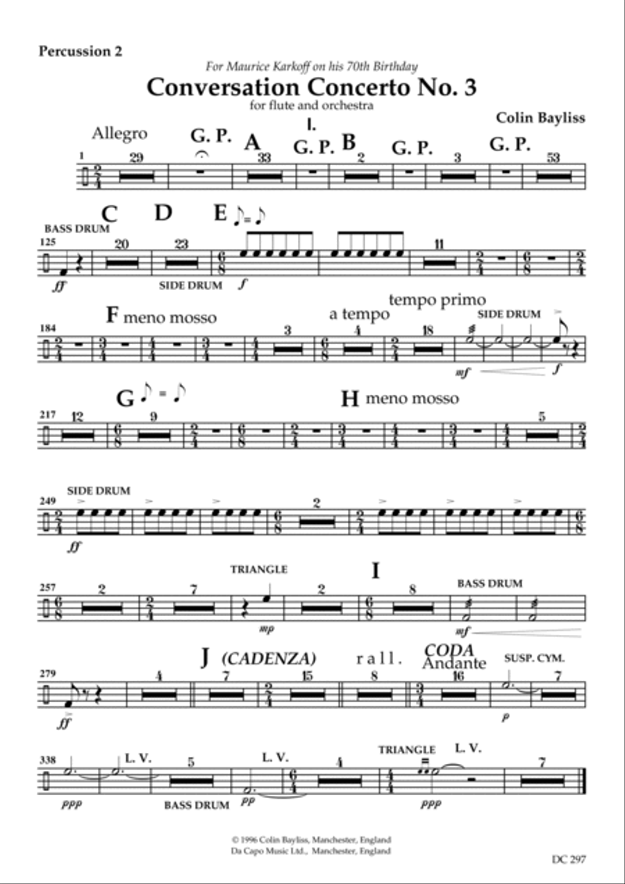 Conversation Concerto No.3 - for flute and orchestra [parts for percussion, solo flute and strings] Percussion Ensemble scores gallery preview page 4