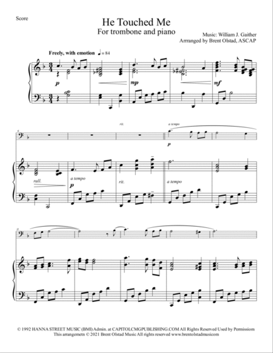 He Touched Me He Touched Me Trombone Solo scores gallery preview page 2