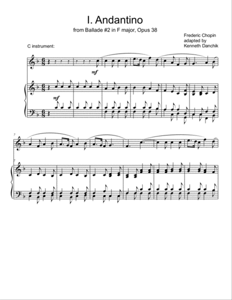 Five Chopin Melodies Flute scores gallery preview page 3