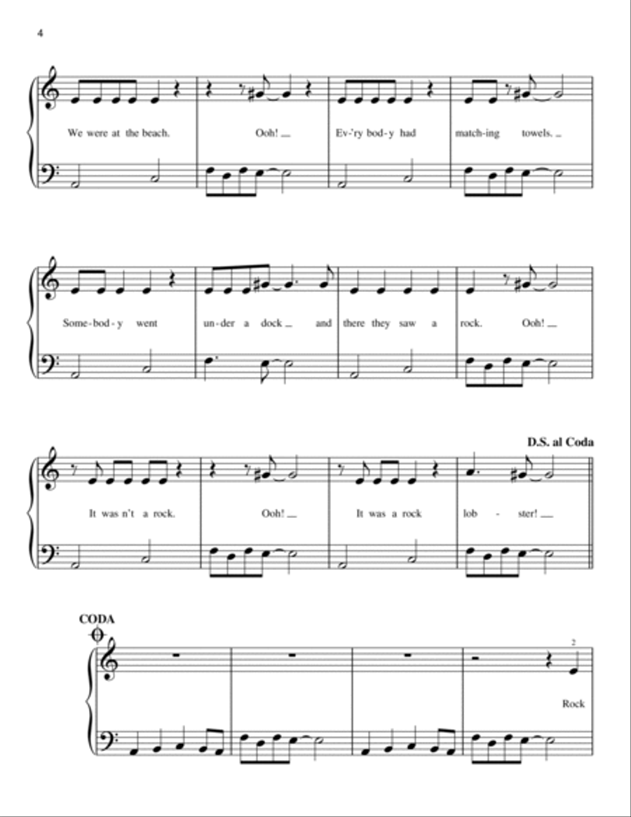 Rock Lobster Easy Piano scores gallery preview page 4