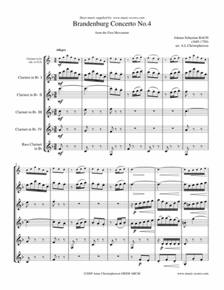 Brandenburg Concerto No. 4 - Theme from the 1st Movement - Clarinet Quintet