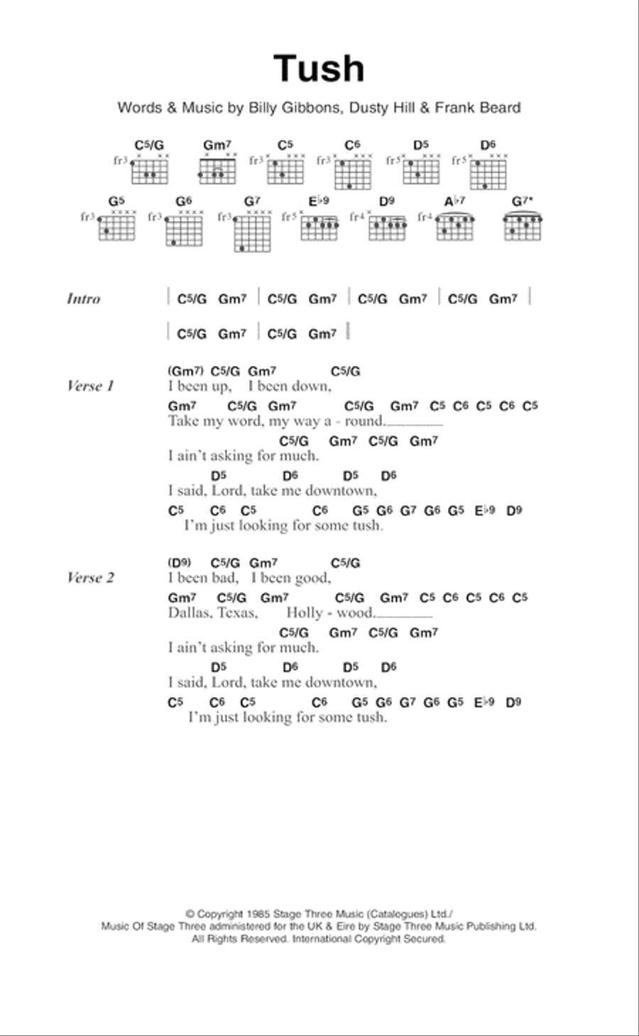 Tush Guitar scores gallery preview page 1