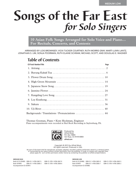 Songs of the Far East for Solo Singers image number null