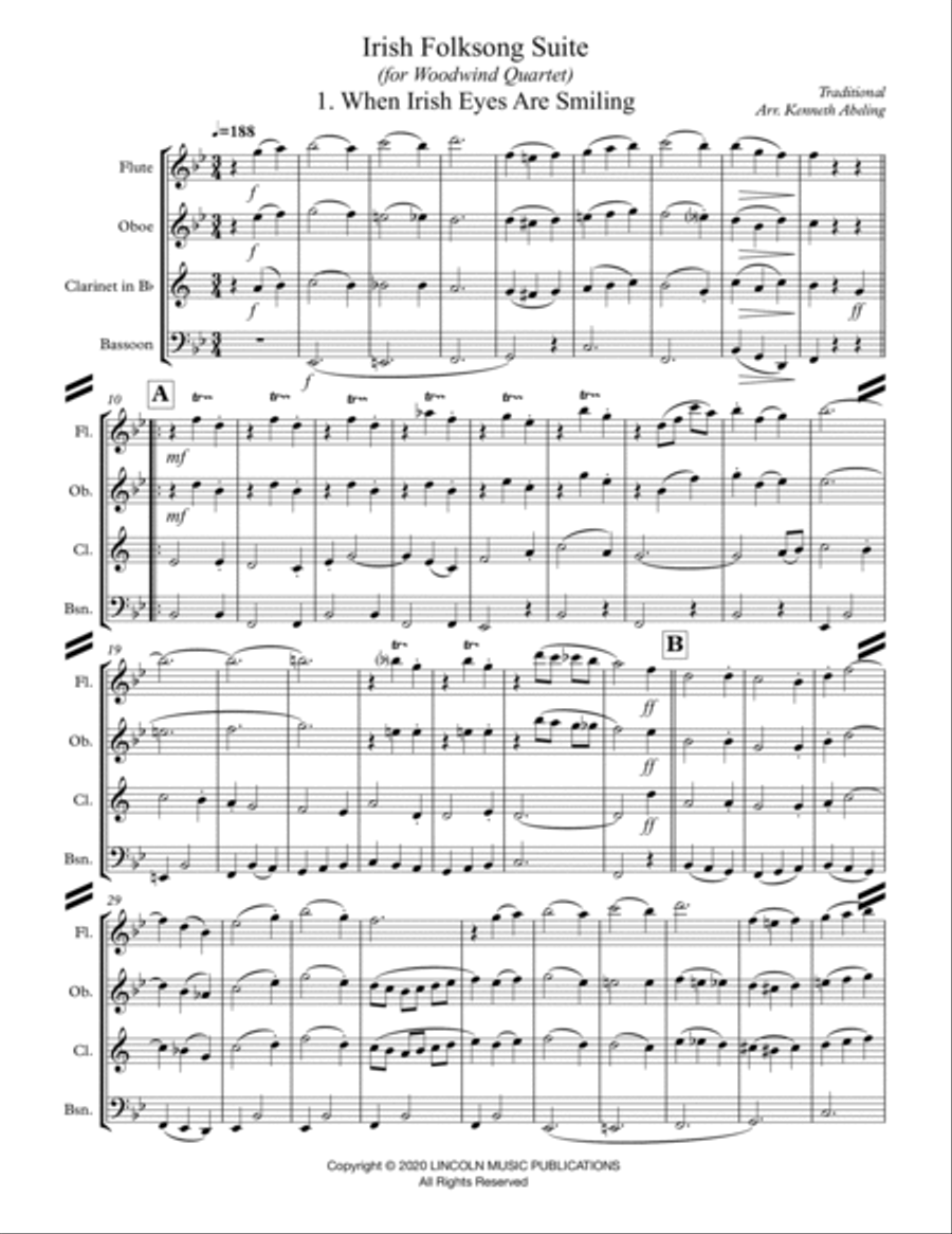 Irish Folksong Suite (for Woodwind Quartet) Woodwind Quartet scores gallery preview page 2