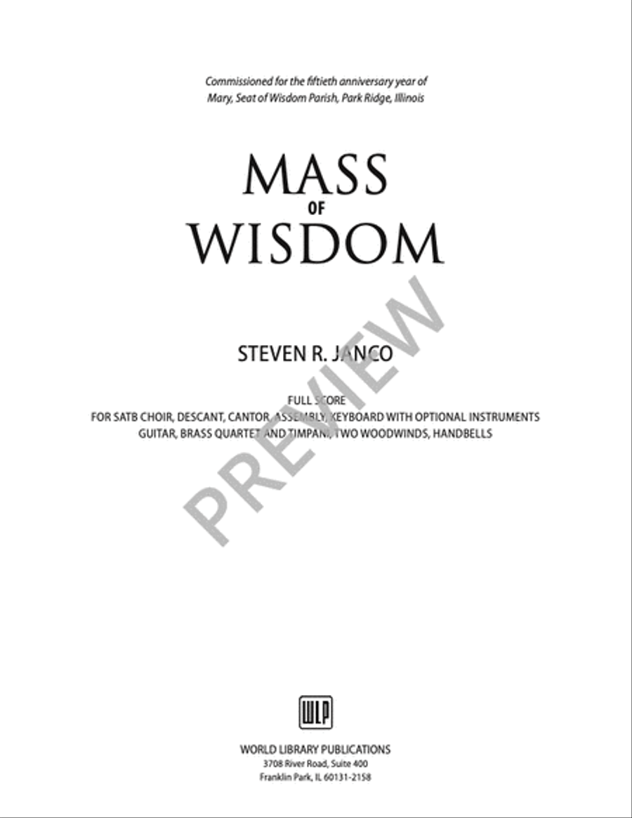 Mass of Wisdom - Full Score