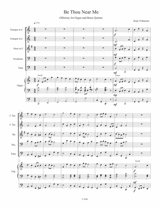 Be Thou Near Me - Processional or Offertory for Brass Quintet and Organ