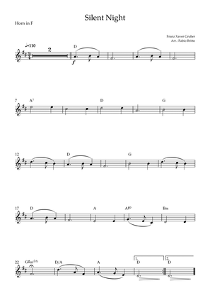 Silent Night (Christmas Song) for Horn in F Solo with Chords