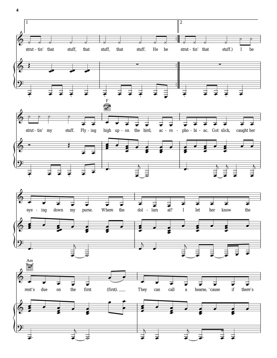 SMS (Bangerz) Piano, Vocal, Guitar scores gallery preview page 4