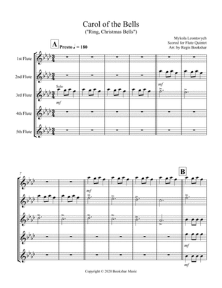 Book cover for Carol of the Bells (F min) (Flute Quintet)