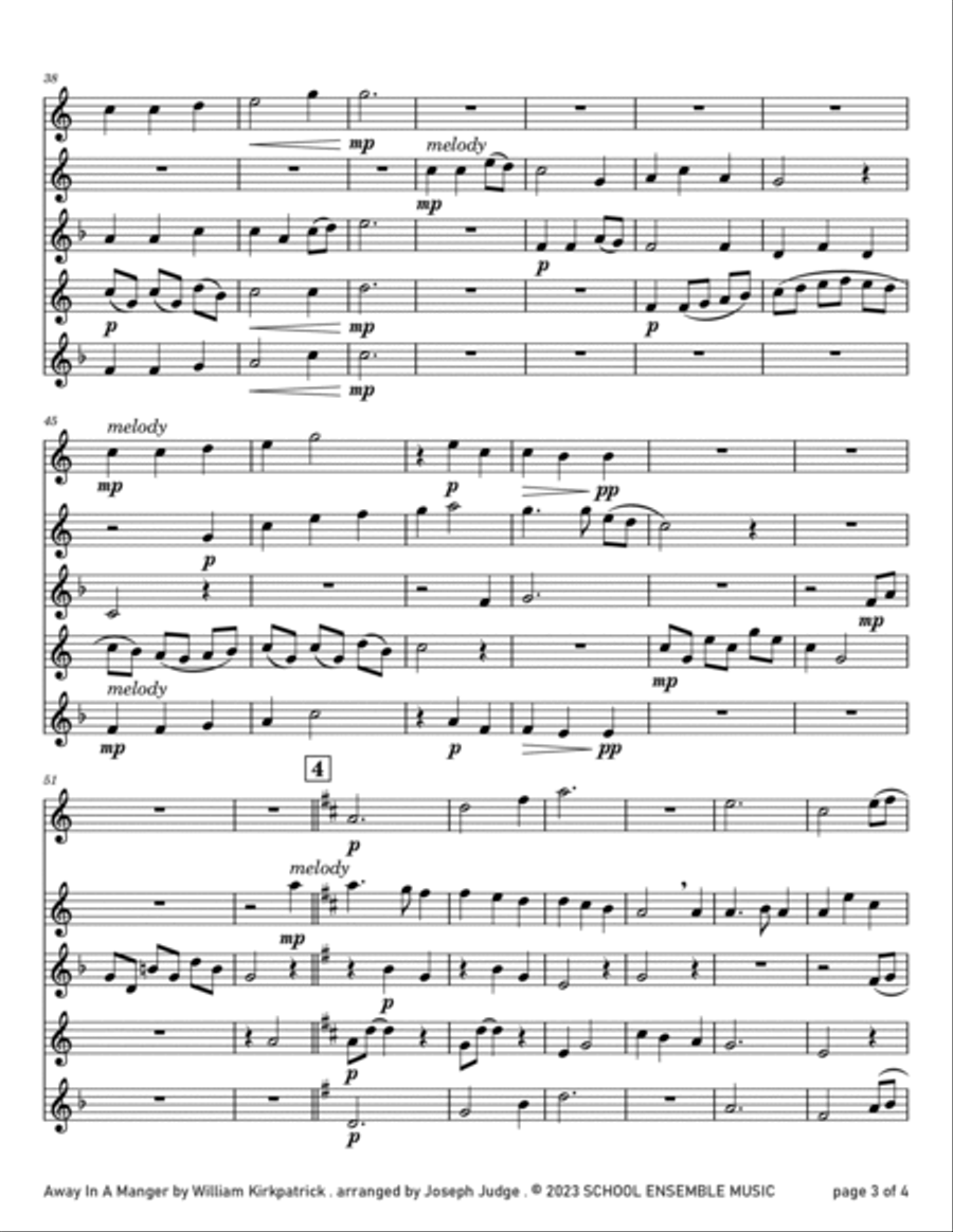 Away In A Manger for Saxophone Quartet in Schools Saxophone Quartet scores gallery preview page 3