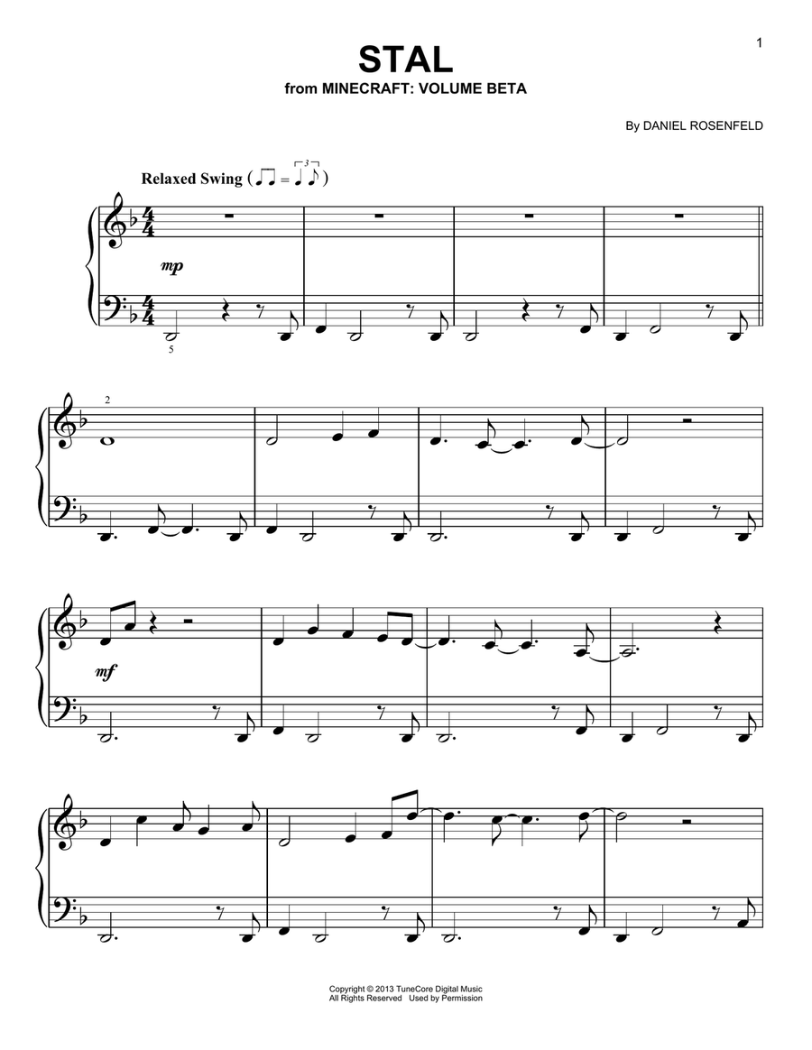 Stal (from Minecraft) Stal (from Minecraft) Easy Piano scores gallery preview page 1