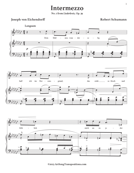 SCHUMANN: Intermezzo, Op. 39 no. 2 (transposed to G-flat major)