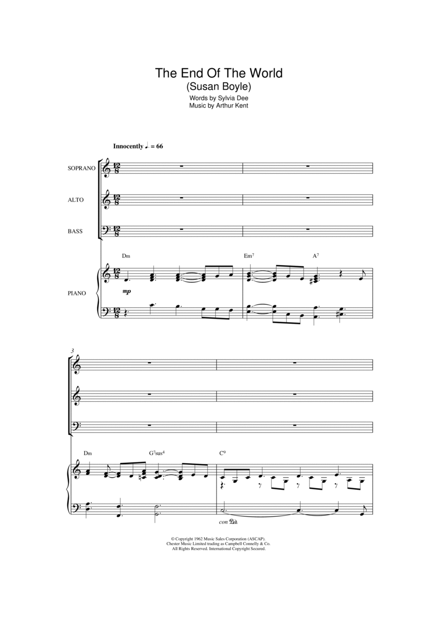 The End Of The World (arr. Patrick Gazard) 3-Part scores gallery preview page 1