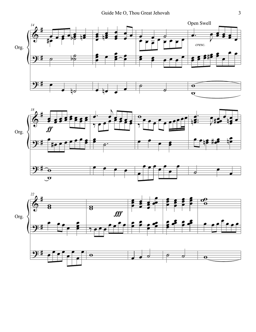 Guide Me O Thou Great Jehovah - Organ Sortie Organ Solo scores gallery preview page 3